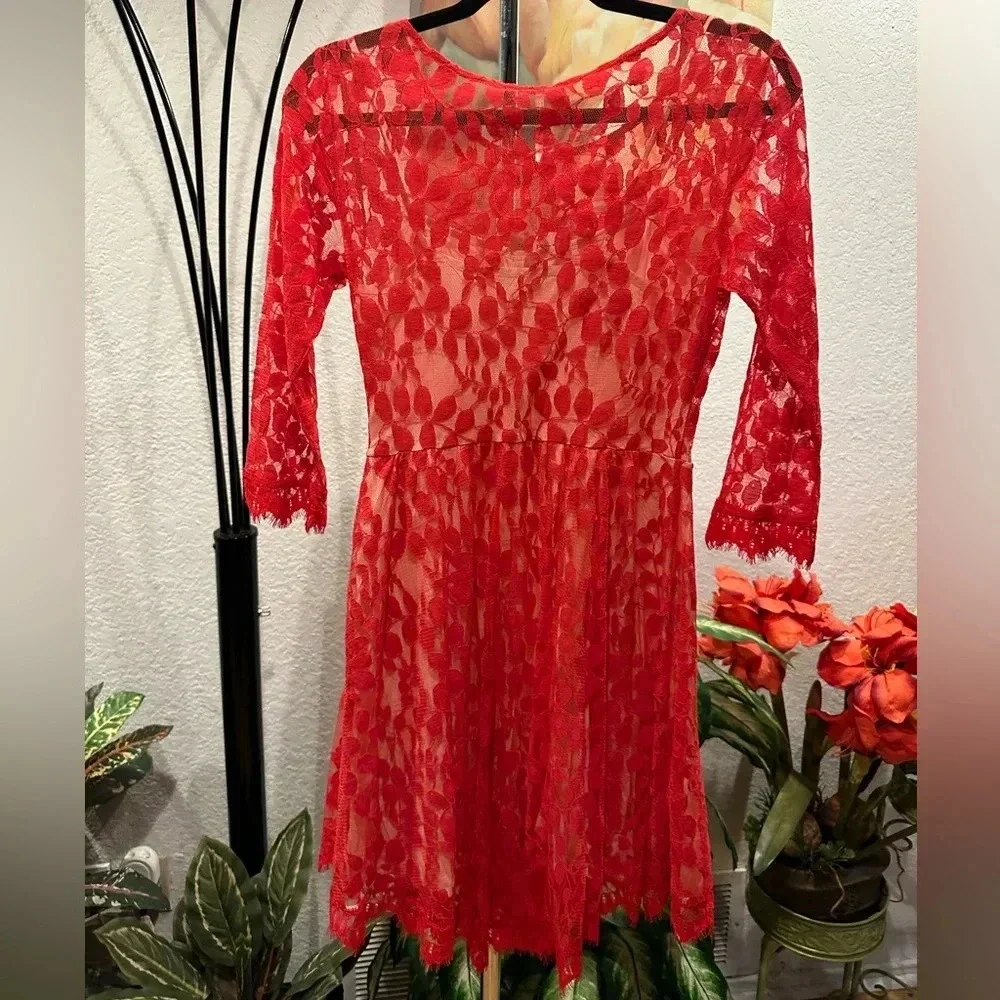 Free People Floral Mesh Lace Dress size 2